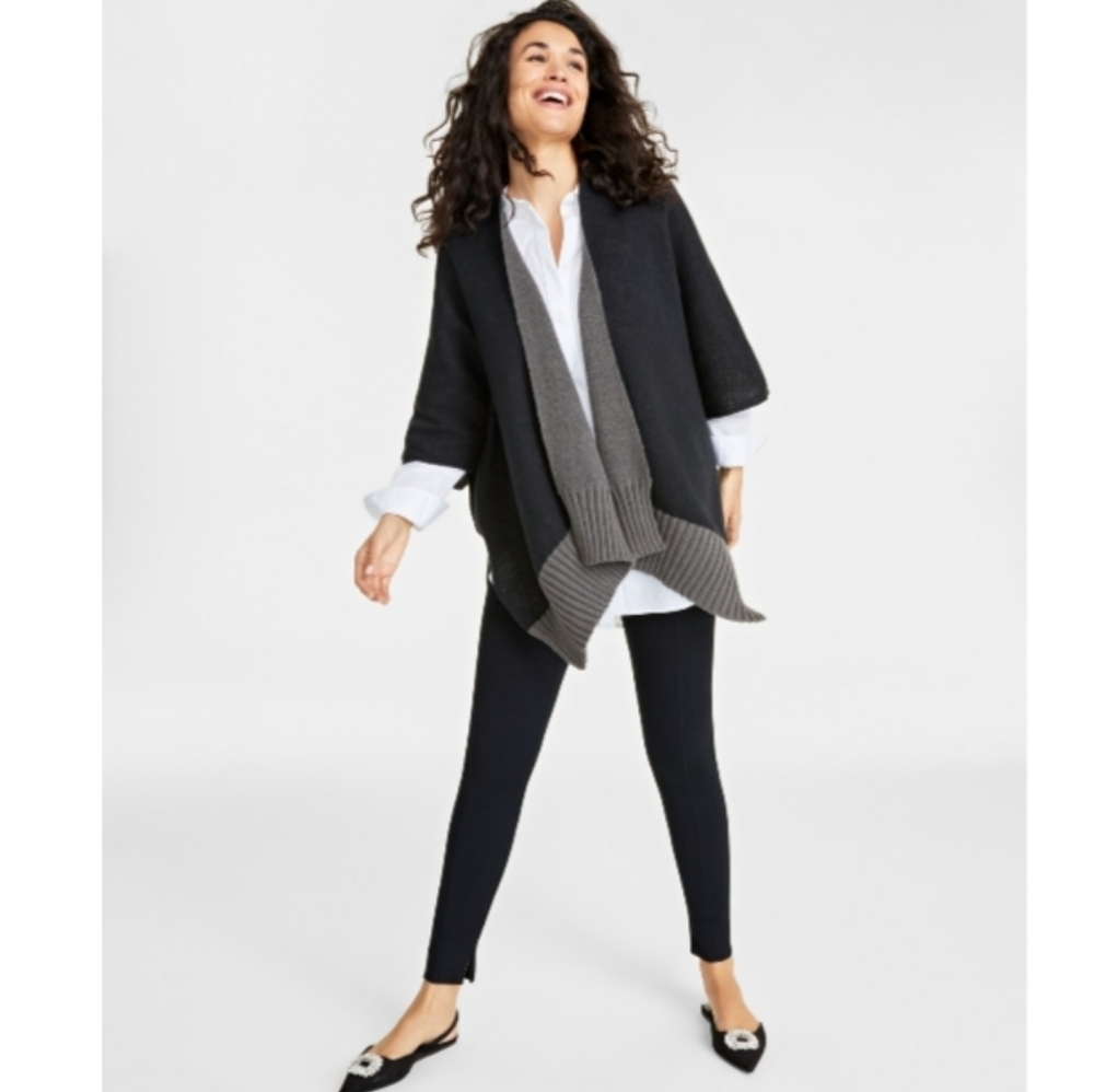 NWT On 34th Reversible Wrap Jacket Sweater Poncho